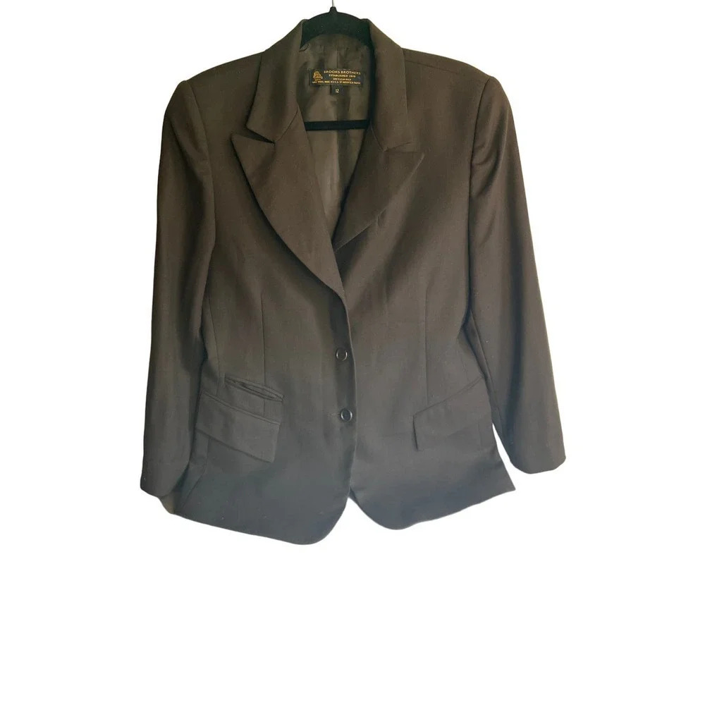 Brooks Brothers Wool Blazer Brown Size 12 Career Business Interview Work - Picture 1 of 5